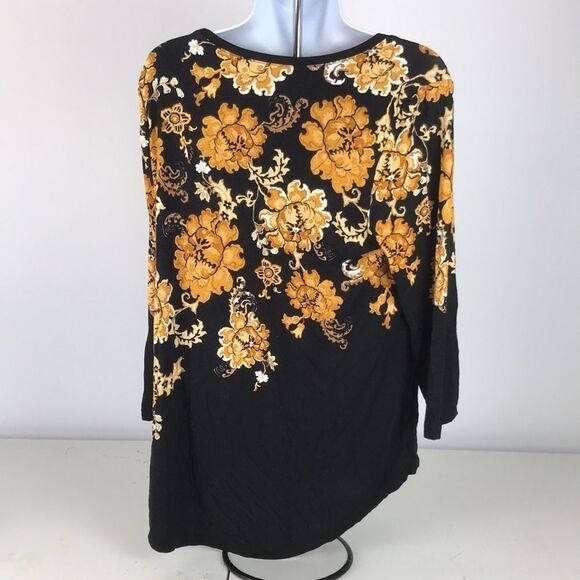JM Collection Floral-Print 3/4-Sleeve Top women’s size medium - Picture 3 of 5